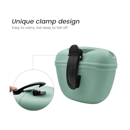 Silicone Dog Treat Pouch with Clicker Magnetic Closure Secure Clip (2 Pack / Lake Blue + Battleship)