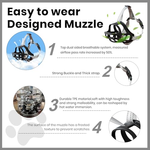 Dog Muzzle Basket Muzzle for Small Medium Large Dogs (Size M Sout(7.48"-9.06"))