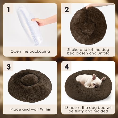 Dog Beds Large Sized Dog and Cats (Coffee / 32.0"L x 32.0"W x 8.0"Th)