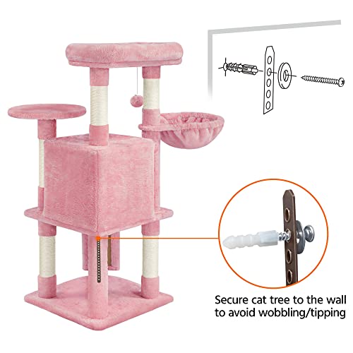 42in Cat Tree Tower for Indoor Cats (Pink)