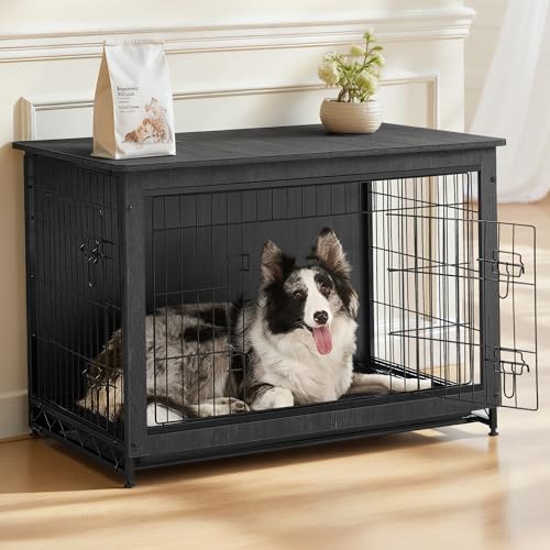 56.1" Dog Crate Furniture (Ink Black / 56.1"L x 33.7"W x 33.8"H)