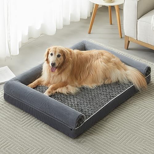Orthopedic Washable Large Dog Bed for Senior Dog Comfy Sleep (36"l x 27"w x 6.5"th / Dark Grey)