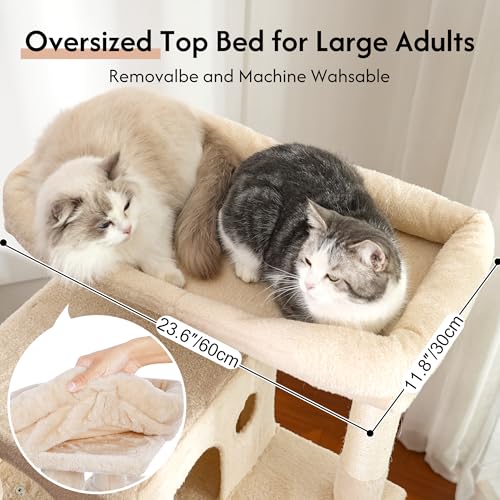 XXL Cat Tree Tower 70”with Oversized Bed (XXL-70" / Beige)