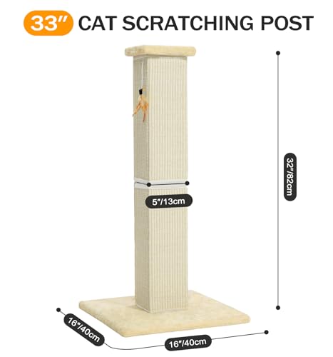 Made4Pets Cat Scratching Post for Indoor Cats (Beige-Sisal)