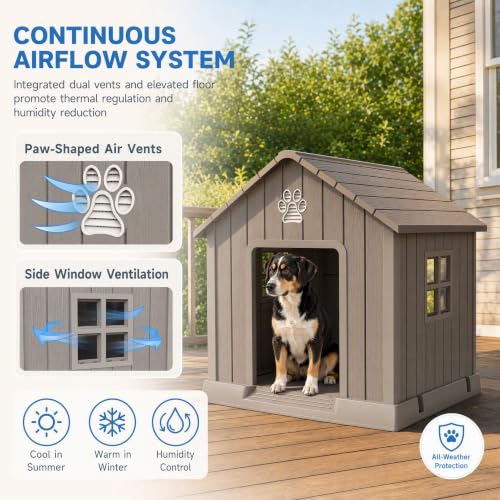 Dog House for Large Size Dogs (Gray / 37.8''L x 40.87''W x 38.82''H)
