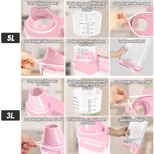 8 12LBS Dog Food Storage Container (Light Pink / (3L+5L)-2pack)
