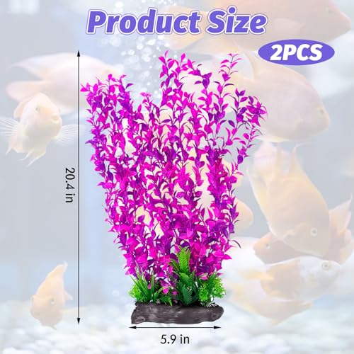 Aquarium Plastic Plants Aquarium Decor Artificial Fish Tank Plants (E*2 Pcs / 20.4 in)