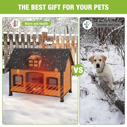 Heated Dog House for Large Dogs Outdoor Insulated Dog Kennel with Heater for Winter