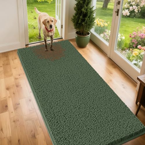 Dog Door Mat for Muddy Paws (Olive / 71" x 25")