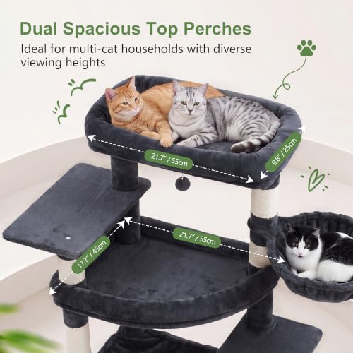 Tall Cat Tree for Large Cat (Smoky Gray / 75.2 inch)