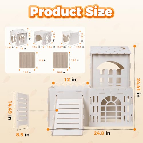 Large Rabbit House with 2PCS Rabbit Scratch Mat