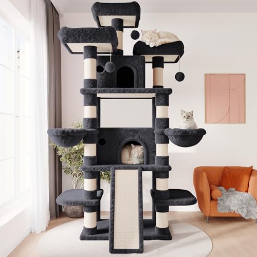 81 Inches Extra Large Cat Tree for Indoor Adult Cats (81in / Dark Grey)
