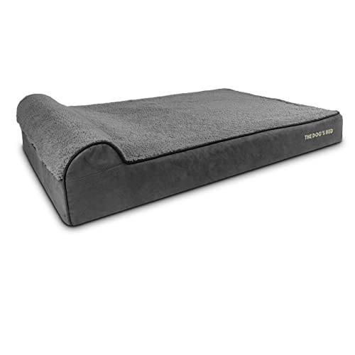 The Dog’s Bed Orthopedic Memory Foam Dog Bed with Headrest XXL (Grey Plush / XXL (54"L x 36"W x 6"Th))