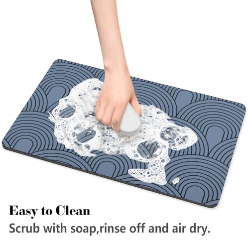 Dog Food Mats for Floors Absorbent (S(12"×20") / 01-Blue)