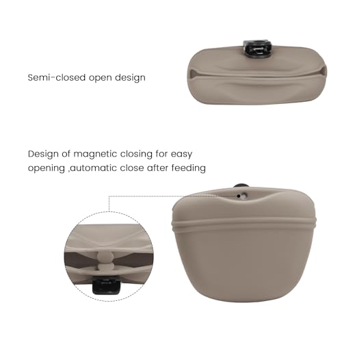 Silicone Dog Treat Pouch with Clicker Magnetic Closure Secure Clip (2 Pack / Adobe Brown+Duck egg green)
