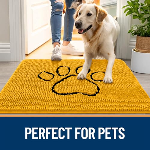 Dog Door Mat for Muddy Paws 30x20 (Golden Yellow / 30" X 20")