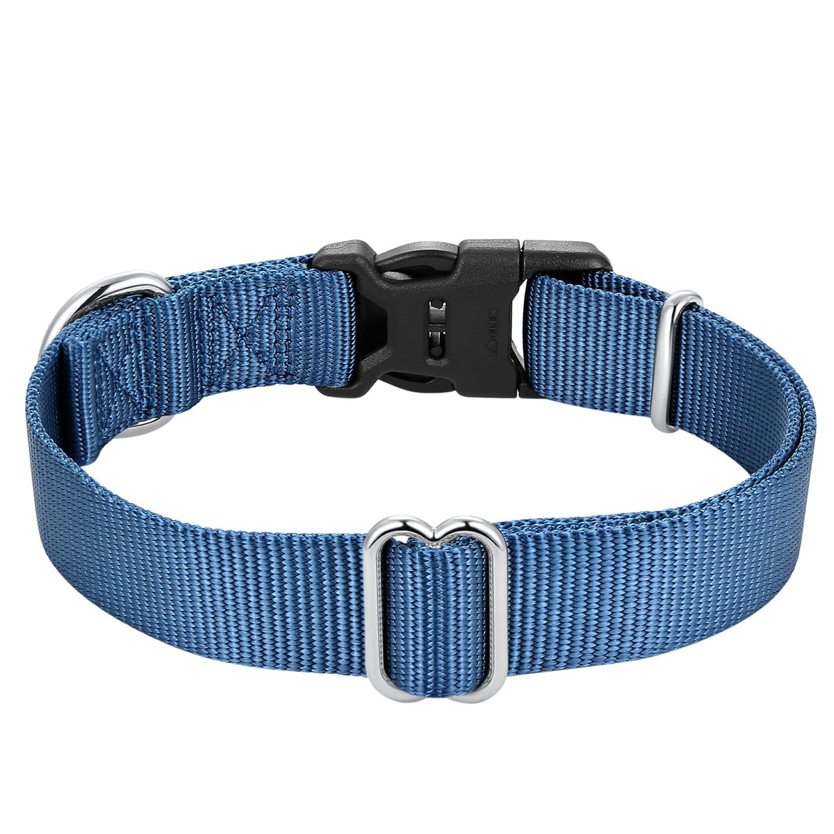 Nylon Dog Collar with Quick Release Buckle Soft Adjustable Sturdy for Small Medium Large Dogs Haze Blue (Haze / M：13"-20")