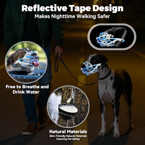 Dog Muzzle for Large Medium Dogs (Camouflage Blue / L)