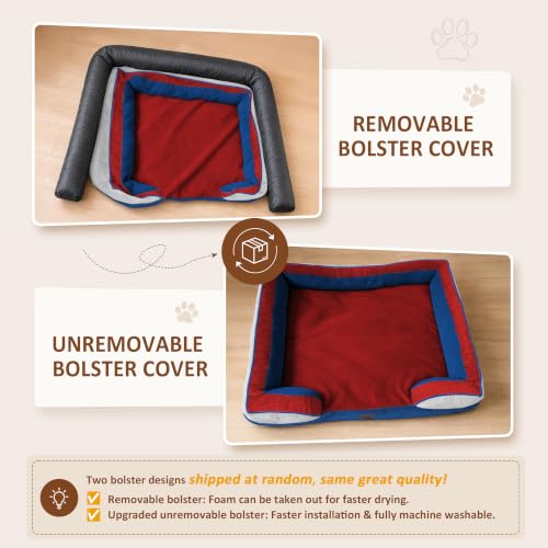 Orthopedic Dog Bed for Extra Large Dogs with Bolster (45.0"L x 35.0"W x 8.5"Th / Primary Tri-Color)