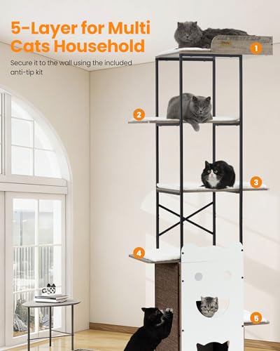 Wood Modern Cat Tree Tower (84 inch / Greige1)