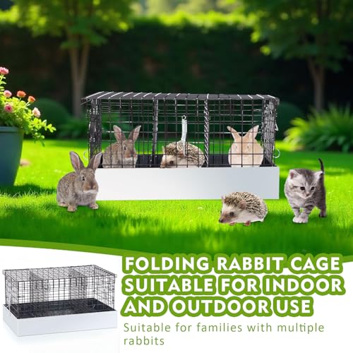 1 Pack 3 Hole Foldable Rabbit Transport Cage (Black / 18 x 12 x 10 in)