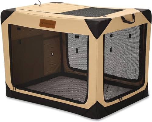 Soft Dog Crate for Small Dogs (Beige / 26.0"L x 18.0"W x 18.0"H)