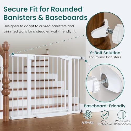 2 Pack 30 46" Baby Gate for Stairs (White / 30"-46"W x 30.5"H | 2 Pack)