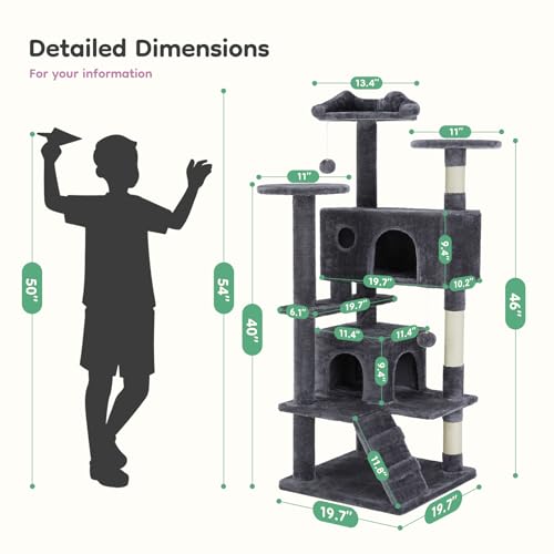 50 Inch Cat Tree Tower with Scratching Posts