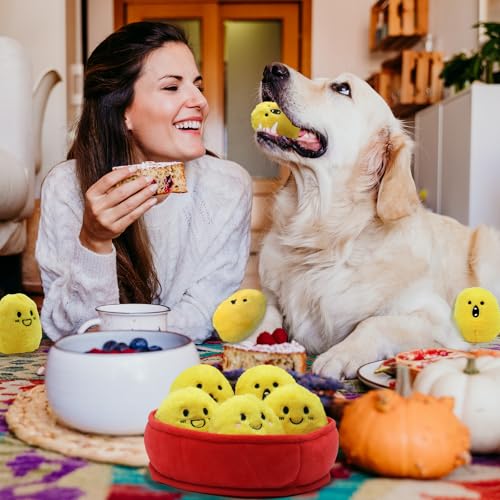6 Pack Chicken Nugget Squeaky Dog Toys Interactive Puppy Chew Toys (Yelllow Chicken Nugget)