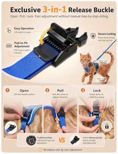 Cat Harness and Leash Set (H600 Pro Blue / X-Small (4-6lb))