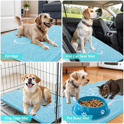 Dog Door Mat for Muddy Paws 40x32 (Blue / 40" X 32")