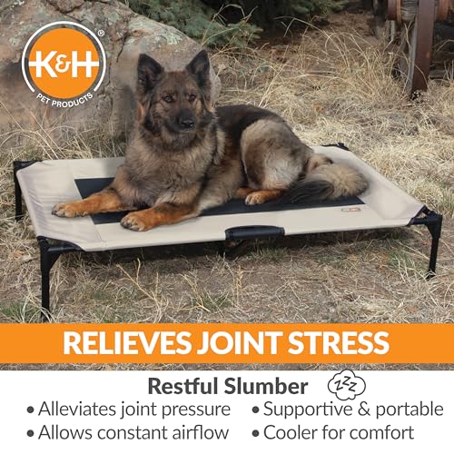 K&H Outdoor Elevated Dog Bed (Taupe/Black Mesh / X-Large 50"L x 32"W)
