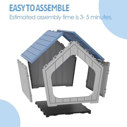 Small Dog House Outdoor Indoor (Blue / 23.43" L × 22.44" W × 22.24" H)