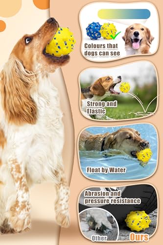 1.96'' Dog Balls for Dogs Aggressive Chewers Indestructible Tennis Durable Bouncy Interactive Dog Toy Balls for Fetch Game Floating Training (Yellow-Small)