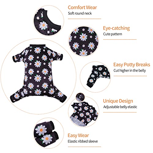 Small Dogs Outfit Soft Puppy Onesies Pjs Dog Pajamas Pet Coat Cat Apparel Comfy Doggie Jumpsuit Bodysuit for All Seasons (Daisy / X-Large)