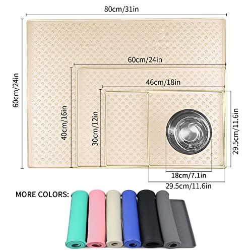 Pet Placemat for Dog and Cat (11.8"L x 11.8"W / Beige)