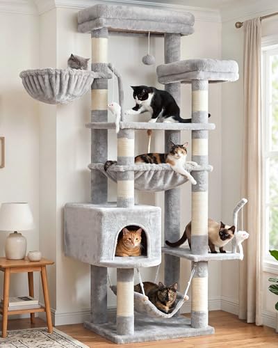 Cat Tree 63'' Cat Tower for Large Cats (63 inch / Light gray)
