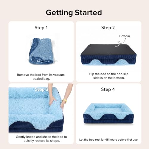Orthopedic Dog Bed for Large Sized Dog (Blue / 42"L x 30"W x 7"T)
