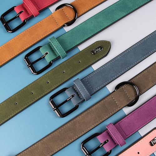 Soft PU Leather Dog Collar (L: Neck 14-18", Width 1" / Green)