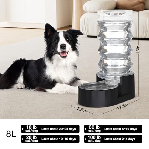 8L Dog Water Bowl Dispenser (8L / Dark Black)