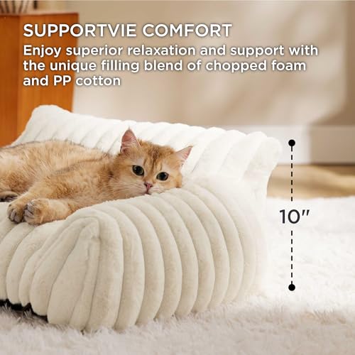 ComfyFleece® Shown on TV Fluffy Cute Dog Couch for Pets (30x20x10" / Cream)