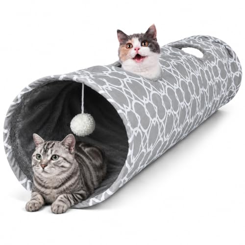 Geometric Straight Cat Tunnel with Plush Inside (Extra Large Straight Tunnel)