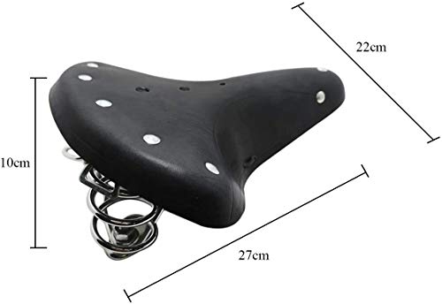 English Vintage Bicycle Saddle Touring City Saddle Comfortable Comfort Leather Bicycle Seat with Spring Rivets for Women Men (Black)