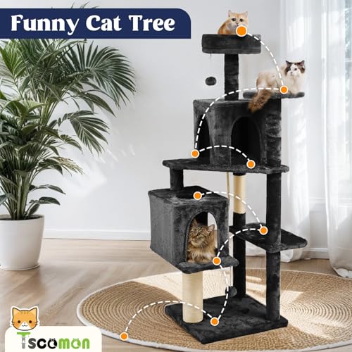 58.5inch Large Cat Tree Tower Condo for Indoor Cats (58.5in / Black)