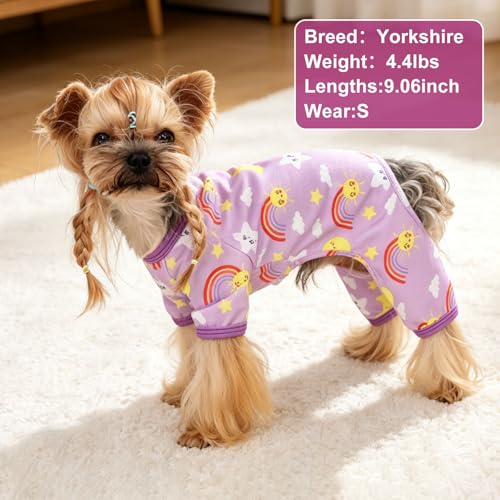 Dog Pajamas Pjs Spring Summer Dog Clothes for Small Dogs Girl (Star Purple / Medium(6-9lb ))