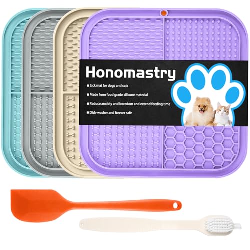 Lick Mat for Dogs (4pack / Cyan, Purple, Beige, Grey)