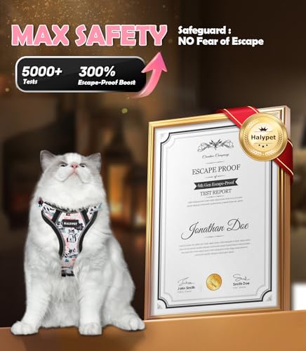 Cat Harness and Leash Set[MAX Safety 4th (H603 Pro Inky Meowy / Small (7-12lb))