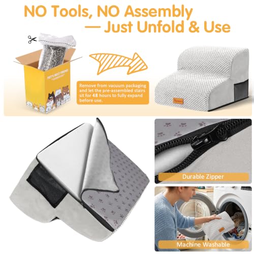 High Density Foam Pet Steps 2 Tiers (Light Grey / 15.7*15.7*11.8)
