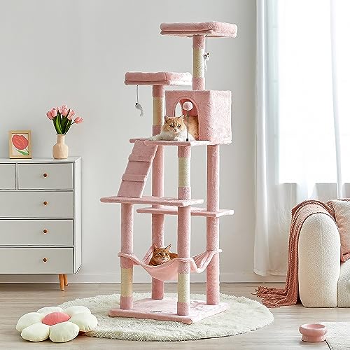 70.1 Inch Pink Large Cat Tree (70.1 in / Pink)