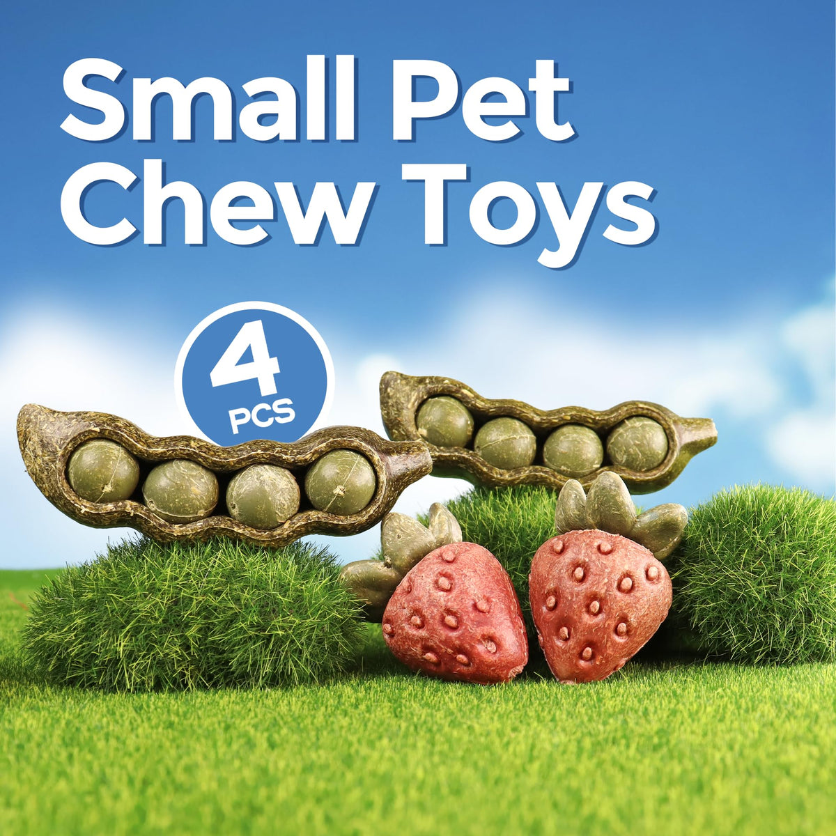 4PCS Guinea Pig Toys (4PCS-Peapod and Stawberry)